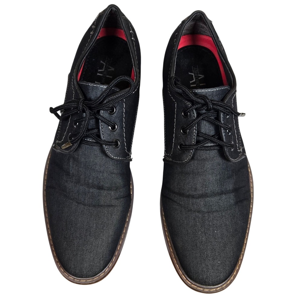Ashford Hayes Men's Black Denim Dress Shoes Lace Up Derby Style Size 10.5‎